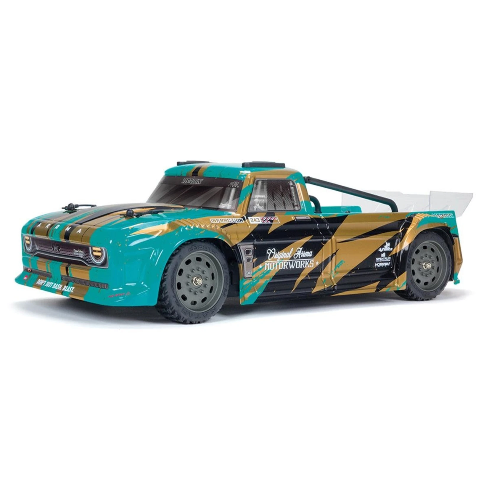 Arrma Infraction V3 1/8 RTR Electric 4X4 MEGA Street Bash Resto-Mod Truck (Teal/Bronze) W/Spektrum SLT3 2.4GHz Radio #ARA4215V3T2 1 Arrma Infraction V3 1/8 RTR Electric 4X4 MEGA Street Bash Resto-Mod Truck (Teal/Bronze) W/Spektrum SLT3 2.4GHz Radio #ARA4215V3T2